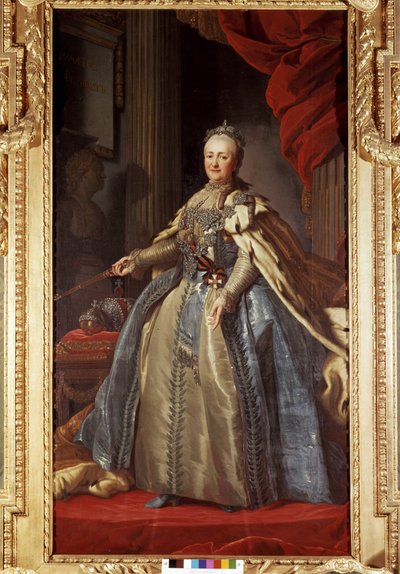 Portrett av Katarina II (1729-1796), imperator av Russland, bevart på Drottingholm-palasset i Stockholm. av Unknown artist