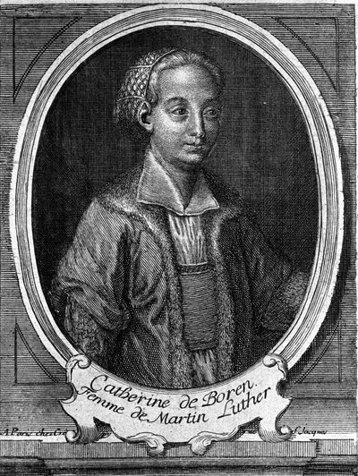 Portrett av Catherine de Bore (Katharina von Bora) (1499-1552), kona til Martin Luther. Gravering fra 1700-tallet. av Unknown artist