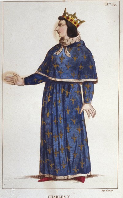 Portrett av vismannen Karl V (1338 - 1380). gravering av 1830 av Unknown artist