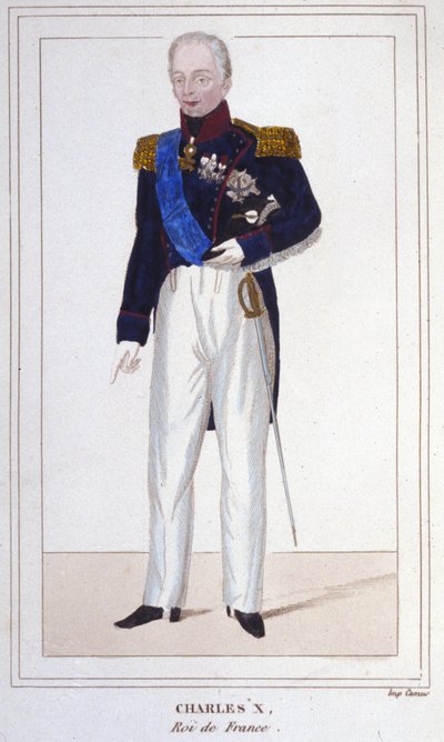 Portrett av Charles X, konge av Frankrike (1757 - 1836) gravering av 1830 av Unknown artist