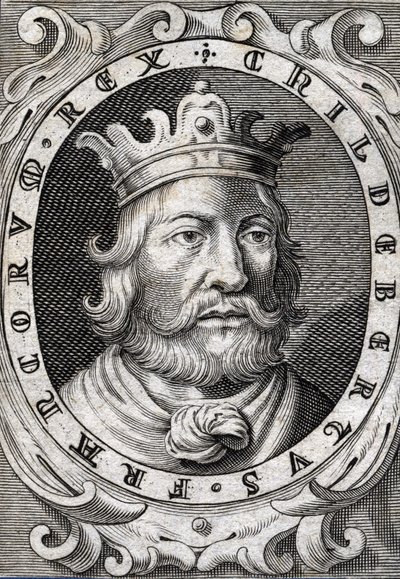 Portrett av Childebert I (v. 495-558) Kongen av Paris gravering på 1700-tallet av Unknown artist