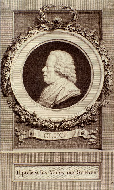 Portrett av Christoph Gluck (1714-1787), tysk komponist, gravering. 18. århundre. Bologna, civico museo musico av Unknown artist