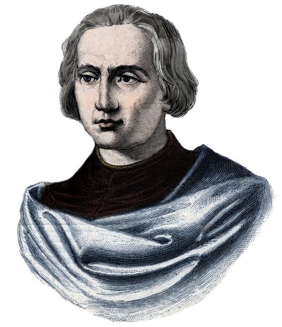 Portrett av Christopher Columbus (Christopher Columbus, Cristoforo Colombo, Cristobal Colon) (1451-1506) Gravering fra 1800-tallet av Unknown artist