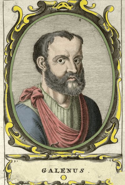 Portrett av Claude Galien (Claudio Galeno eller Claudius Galenus eller Galen, v. 131 - v. 201), gresk lege. 1700-talls gravering. av Unknown artist