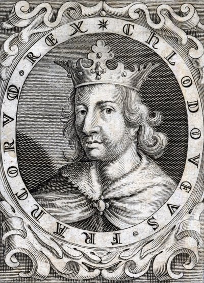 Portrait of Clovis II (? - 657), King of Neustria, Burgundy and Austrasia engraving of the 18th century av Unknown artist