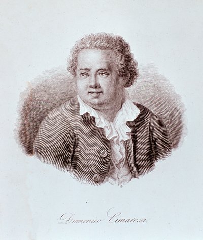 Portrett av Domenico Cimarosa (1749-1801), italiensk komponist, gravering. 18. århundre. Milan, biblioteket til konservatoriet av Unknown artist