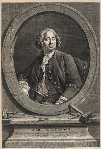 Portrait of Edme Bouchardon (1698-1762) French sculptor and cartoonist - engraving of 1776 av Unknown artist
