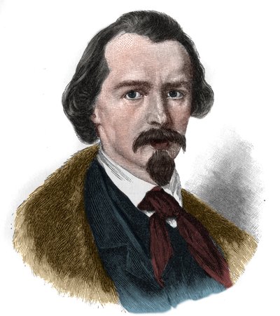 Portrett av Emanuel von Geibel (1815-1884) tysk poet og dramatiker. av Unknown artist
