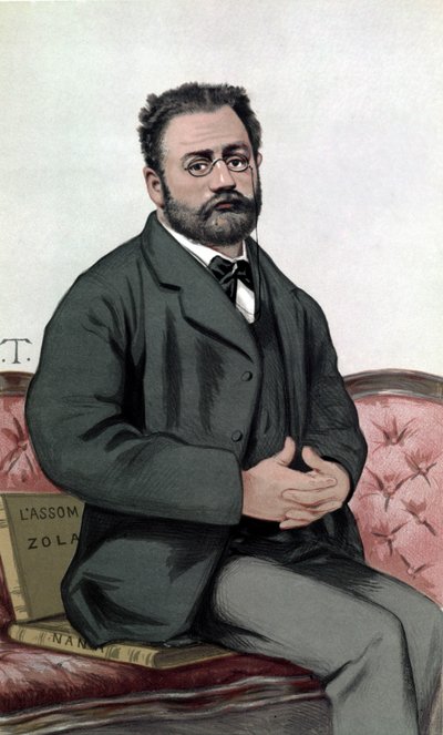 Portrett av Emile Zola (1840-1902) - i "" Vanity Fair""" av 24.1.1880. av Unknown artist