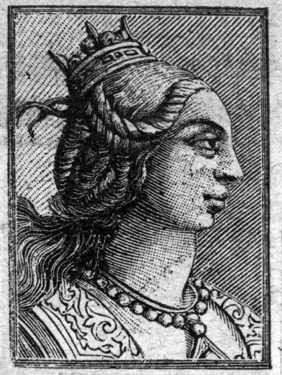 Portrett av Emma datter av Lotharia II, konge av Italia, hun giftet seg med Lothaire i 966. de fikk et barn Ludvig V sist karolingiske konge. av Unknown artist