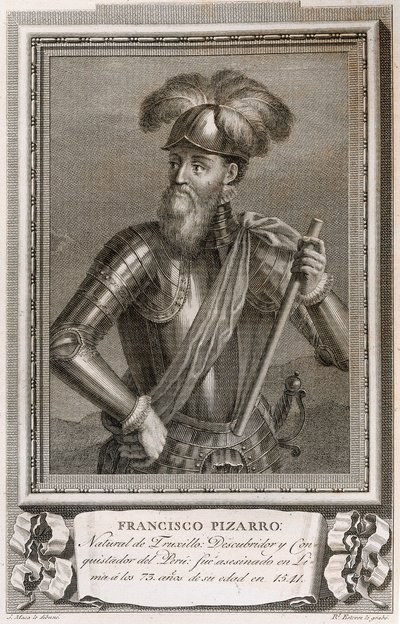 Portrett av Francisco Pizarro (gravering) av Unknown artist