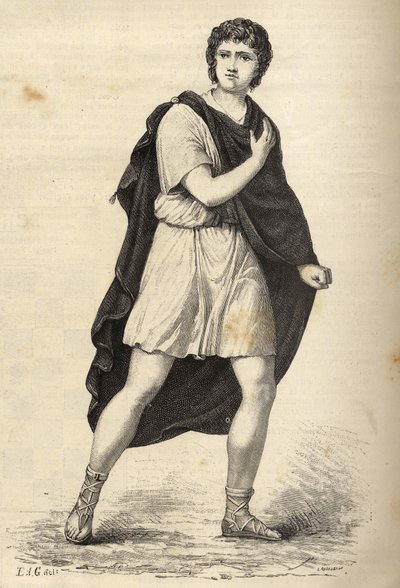 Portrait of Francois-Joseph (Francois Joseph) Talma (1763-1826), French actor. Engraving of the 19th century. av Unknown artist