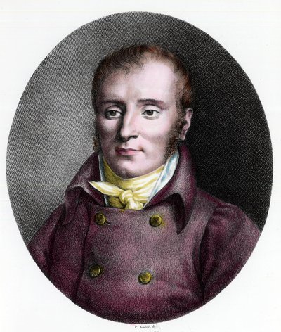 Portrett av Francois Xavier Bichat (1771 - 1802), fransk lege. Gravering fra 1700-tallet. Privat samling. av Unknown artist