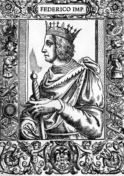 Portrett av Frederic II (1194-1250), tysk keiser. av Unknown artist