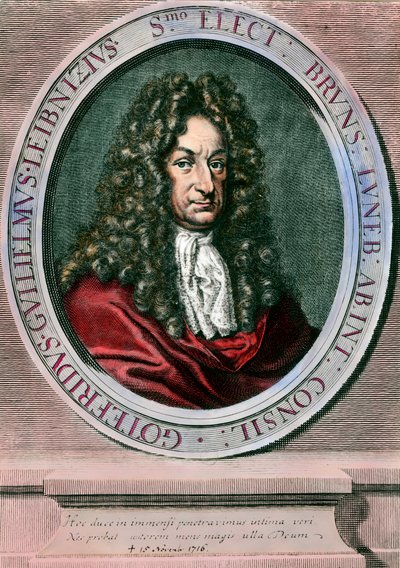 Portrett av Gottfried Wilhelm Leibniz (1646-1716) tysk filosof og matematiker. Gravering fra 1700-tallet. Privat samling av Unknown artist