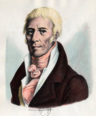 Portrett av Jean Baptiste Lamarck (1744-1829), fransk naturforsker. Gravering av 1800-tallet. Privat samling. av Unknown artist