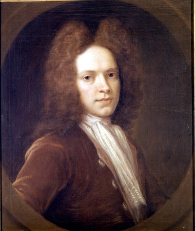 Portrett av John Christopher Pepusch (1667 - 1752) britisk komponist. av Unknown artist