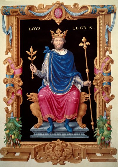 Portrett av Louis VI kjent som "the Gros" (1081-1137). Miniatyr i ""Recueil des Kings de France"", av Jean du Tillet, ca 1555-1566. BN, Paris av Unknown artist