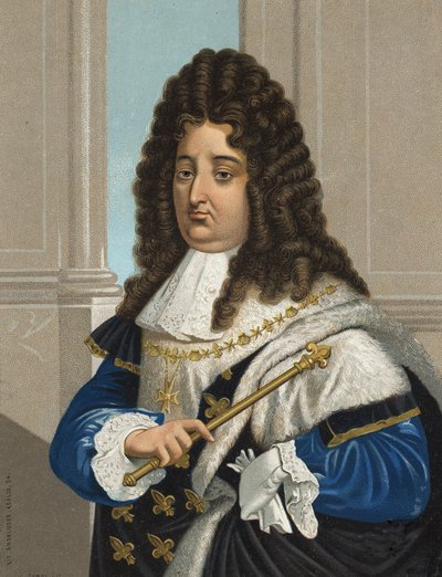 Portrait of Louis XIV (1638 - 1715), King of France. after “” hombres y Mujeres celebres””. Barcelona 1877. av Unknown artist