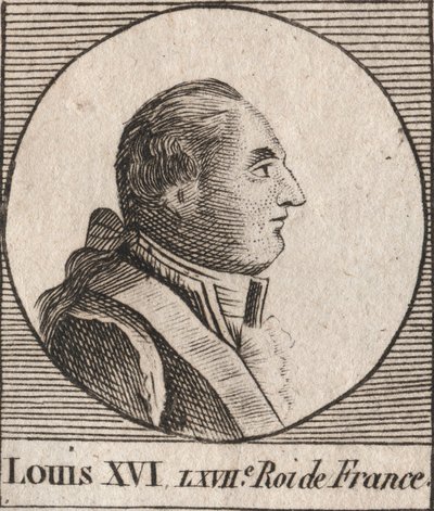 Portrett av Louis XVI (1754-1793), konge av Frankrike fra 1774 til 1791, deretter konge av franskmenn fra 1791 til 1792 - Ludvig XVI, konge av Frankrike og Navarra fra 1774 til 1791, deretter konge av franskmenn fra 1791 til 1792 - gravering fra «Instructi av Unknown artist