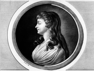 Portrett av Marie-Jeanne Phelippon, kone til Roland de La Platiere dit "" Madame Roland" (1754-1793). Gravering i "" Komplett samling av historiske malerier fra den franske revolusjonen, i tre bind.""" 1804. av Unknown artist