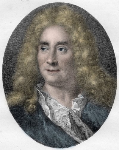 Portrett av Michel Boyron (Michel Baron), engelsk skuespiller og dramatiker (1653-1729) - gravering av Unknown artist