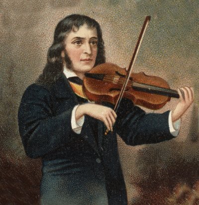 Portrett av Nicolo Paganini (1782 - 1840) italiensk fiolinist. av Unknown artist