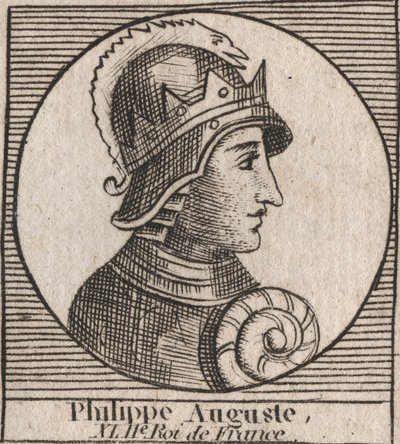 Portrett av Philip II dit Philippe Auguste (1165-1223) - Philip Augustus II (1165-1223) Konge av Frankrike - gravering fra "" Instruction sur l