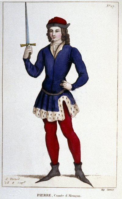 Portrett av Pierre, greve av Alençon (1251 - 1284), gravering av 1830. av Unknown artist