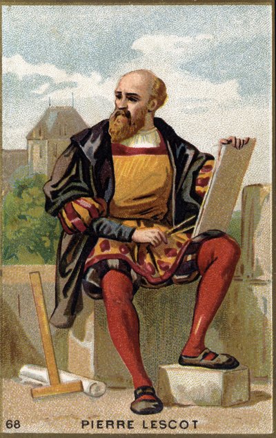 Portrait of Pierre Lescot (1515 - 1578) French architect and painter. Chromolithography of the 19th century. av Unknown artist