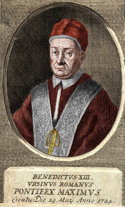 Portrett av pave Benedikt XIII (Vincenzo Maria Orsini) (1649 - 1730), 243. pave. av Unknown artist