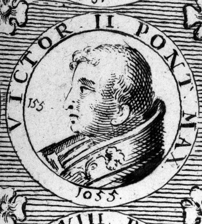 Portrett av pave Victor II (eller Victor 2 døde 1057). av Unknown artist