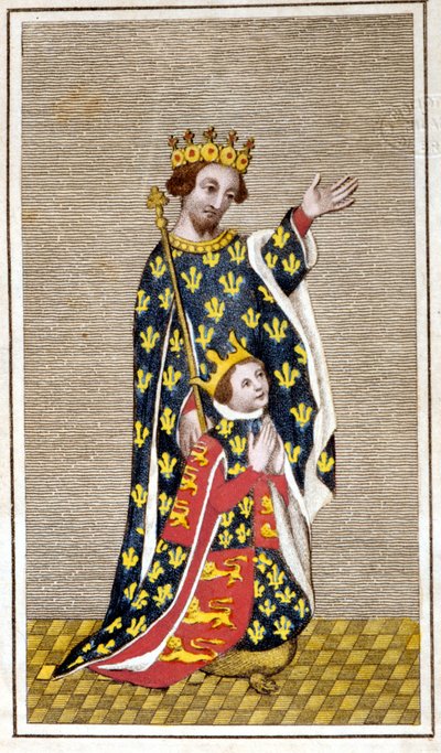 Portrett av Richard III (1452 - 1485) barn og hans far Richard av York. Gravering fra slutten av 1700-tallet. Biblioteca di Brera, Milano. av Unknown artist