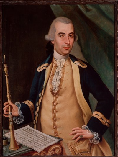 Portrett av Sante Aguilar (ca. 1734-1808) italiensk oboist Anonym maleri. Bologna Civic Bibliografisk museum fra 1700-tallet av Unknown artist