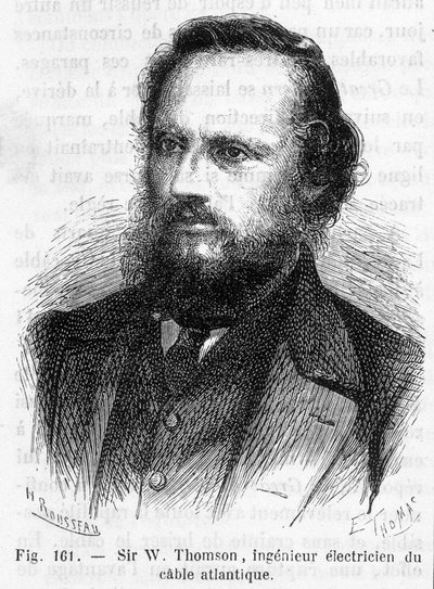Portrett av Sir William Thomson, Lord Kelvin (1824-1907) - i "" The wonders of science"" av Louis Figuier av Unknown artist