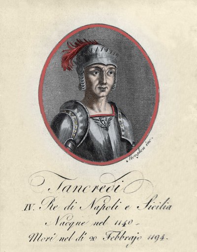 Portrett av Tancrede de Lecce (Tancredi) konge av Sicilia og Napoli (1140-1194). av Unknown artist