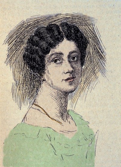 Portrett av Theodore Ulrike Sophie von Levetzow (1804-1899) Siste kjærlighet av Johann Wolfgang von Goethe (1749-1832) (Portrett av baronesse Ulrike von Levetzows siste elsker av Goethe) Gravering av Unknown artist