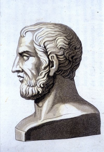 Portrett av Theophraste (372 f.Kr. - 287 f.Kr.), gresk filosof. av Unknown artist