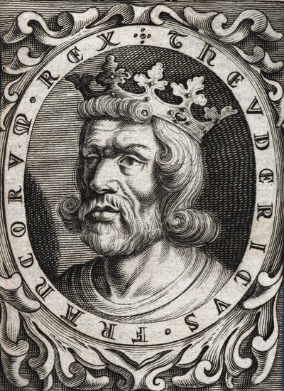 Portrait of Thierry I (? - 533), King of Austrasia. 18th century engraving. av Unknown artist