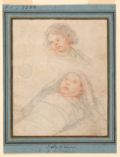 Portrett av en gutt og et svøpt barn av Unknown artist