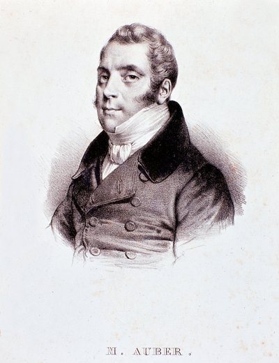 Portrett av den engelske komponisten Daniel Francois Esprit Auber (1782-1871) Gravering. 1800-tallet. Milano, biblioteca del conservatorio av Unknown artist