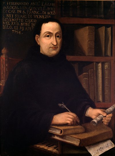 Portrett av den italienske komponisten Ferdinando Antonio Lazari (1678-1754) Anonymt maleri. 18. århundre. Bologna, Civic museum Bibliografisk museum av Unknown artist
