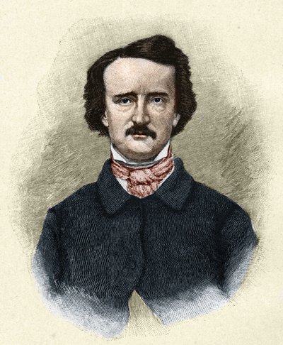 Portrait of the American writer Edgar Allan Poe (1809 - 1849). av Unknown artist