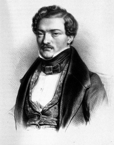 Portrett av den franske tenoren Gilbert-Louis Duprez (1806 - 1896). av Unknown artist