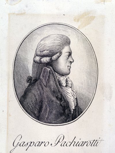 Portrett av den italienske kastraten Gasparo Pacchierotti (Pacchiarotti) (1740 - 1821). Gravering av 1800-tallet. av Unknown artist