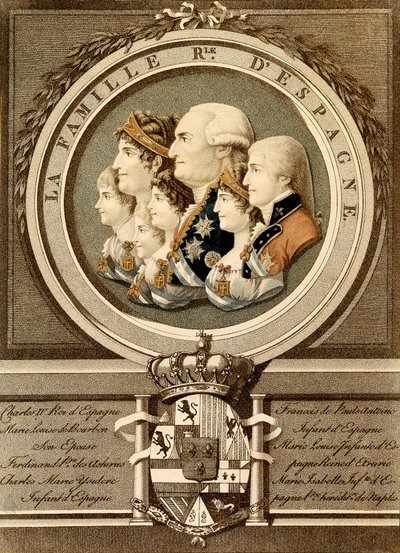 Portrett av kongefamilien i Spania: Kong Carlos IV (Charles IV av Unknown artist