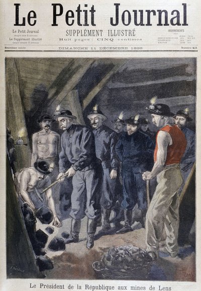 Republikkens president Jean Casimir-Perrier (Casimir Perrier, Casimir Perrier, Casimir Perrier) omgitt av gruvearbeidere ved gruvene til Lens, "" Le petit journal""" 11. desember av Unknown artist