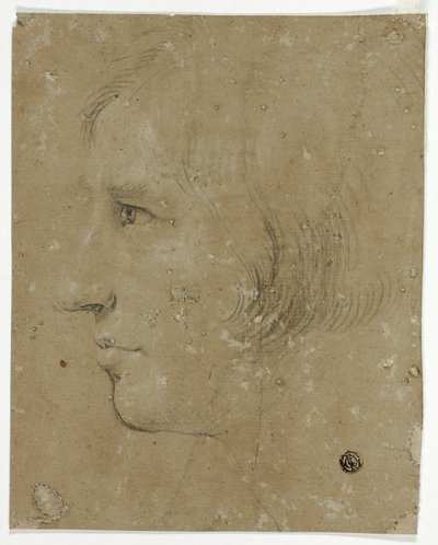 Profil av mannlig hode til venstre av Unknown artist