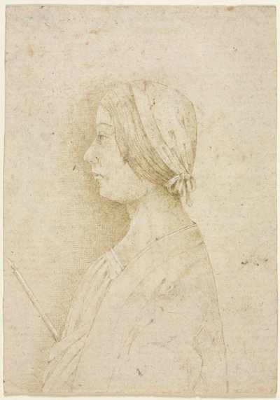 Profil av en jente som holder et stearinlys av Unknown artist