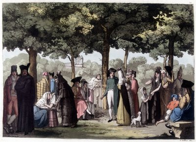 Promenade av esplanaden i Barcelona. Litografi fra 1800-tallet. av Unknown artist